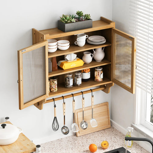 24.8'' Vintage Glass Door Cabinet