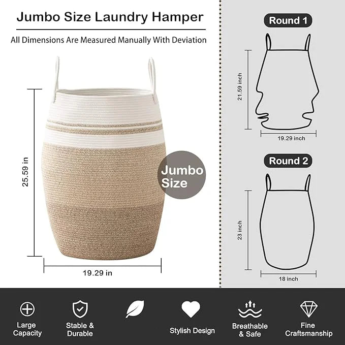 Large Woven Cotton Laundry Hamper