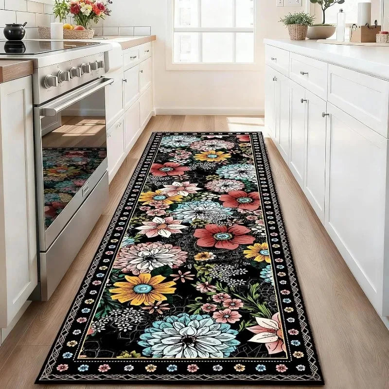 Retro Floral Runner Rug