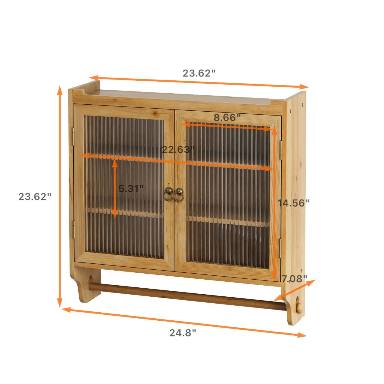 24.8'' Vintage Glass Door Cabinet