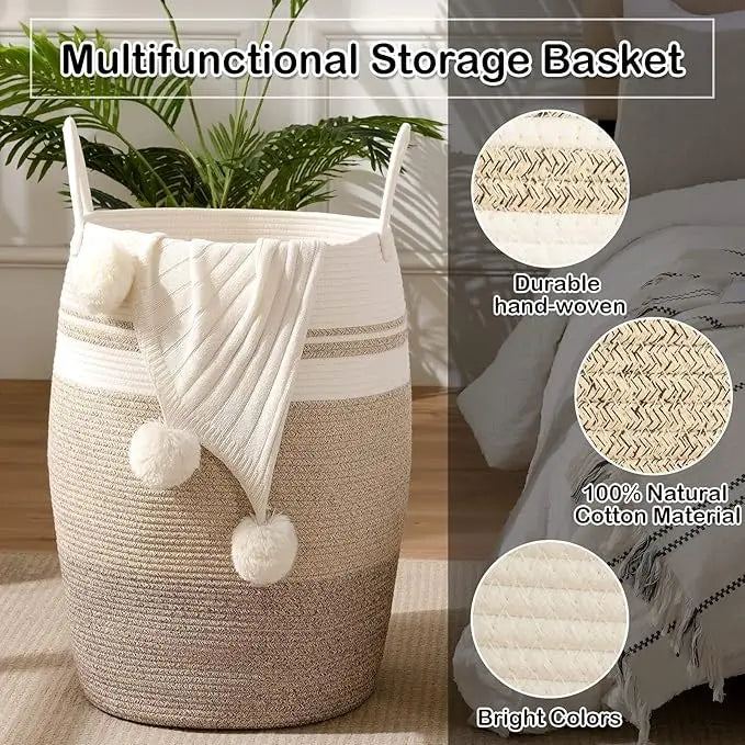 Large Woven Cotton Laundry Hamper