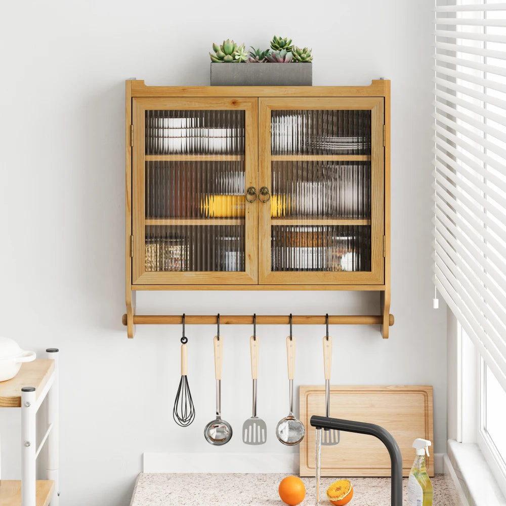 24.8'' Vintage Glass Door Cabinet