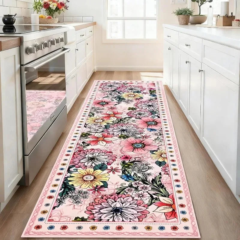 Retro Floral Runner Rug