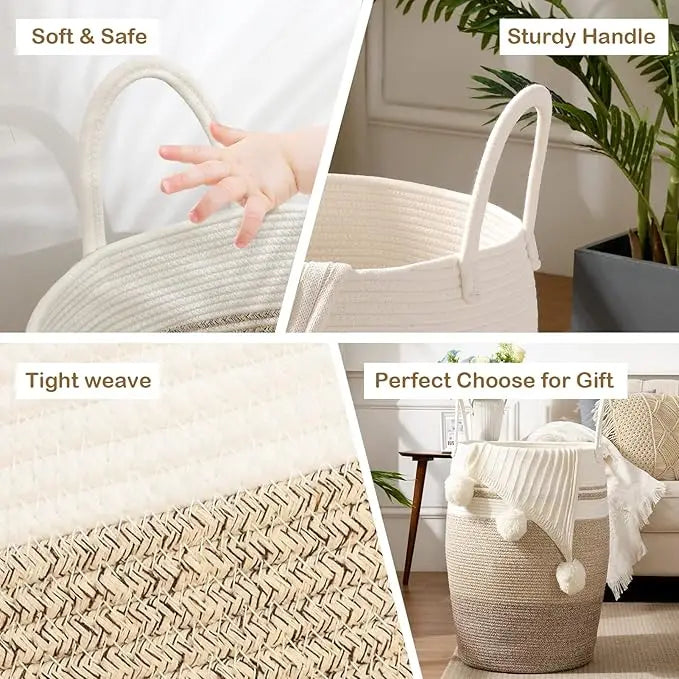 Large Woven Cotton Laundry Hamper