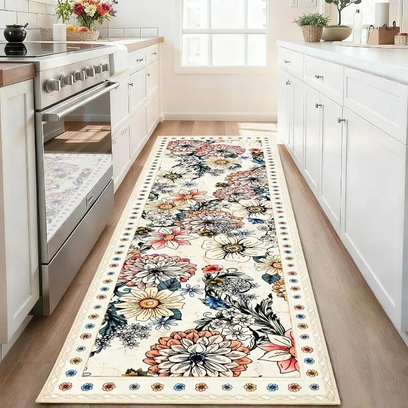 Retro Floral Runner Rug