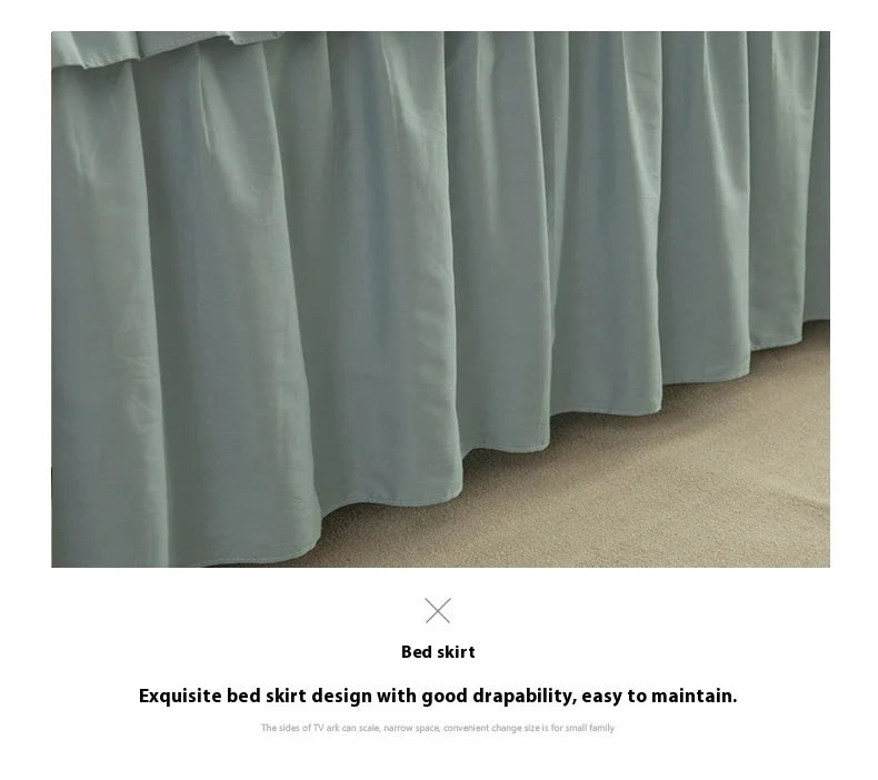 100% Cotton Solid Color Bed Set with skirt