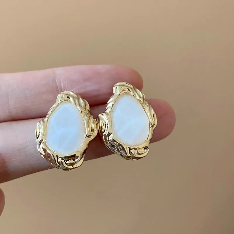 Vintage Gold Rimmed Earrings