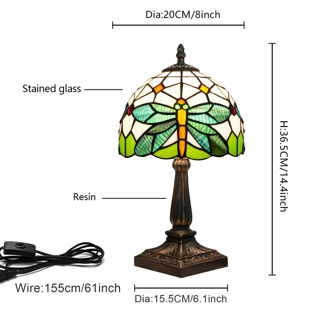 Green Dragonfly Stained Glass Table Lamp