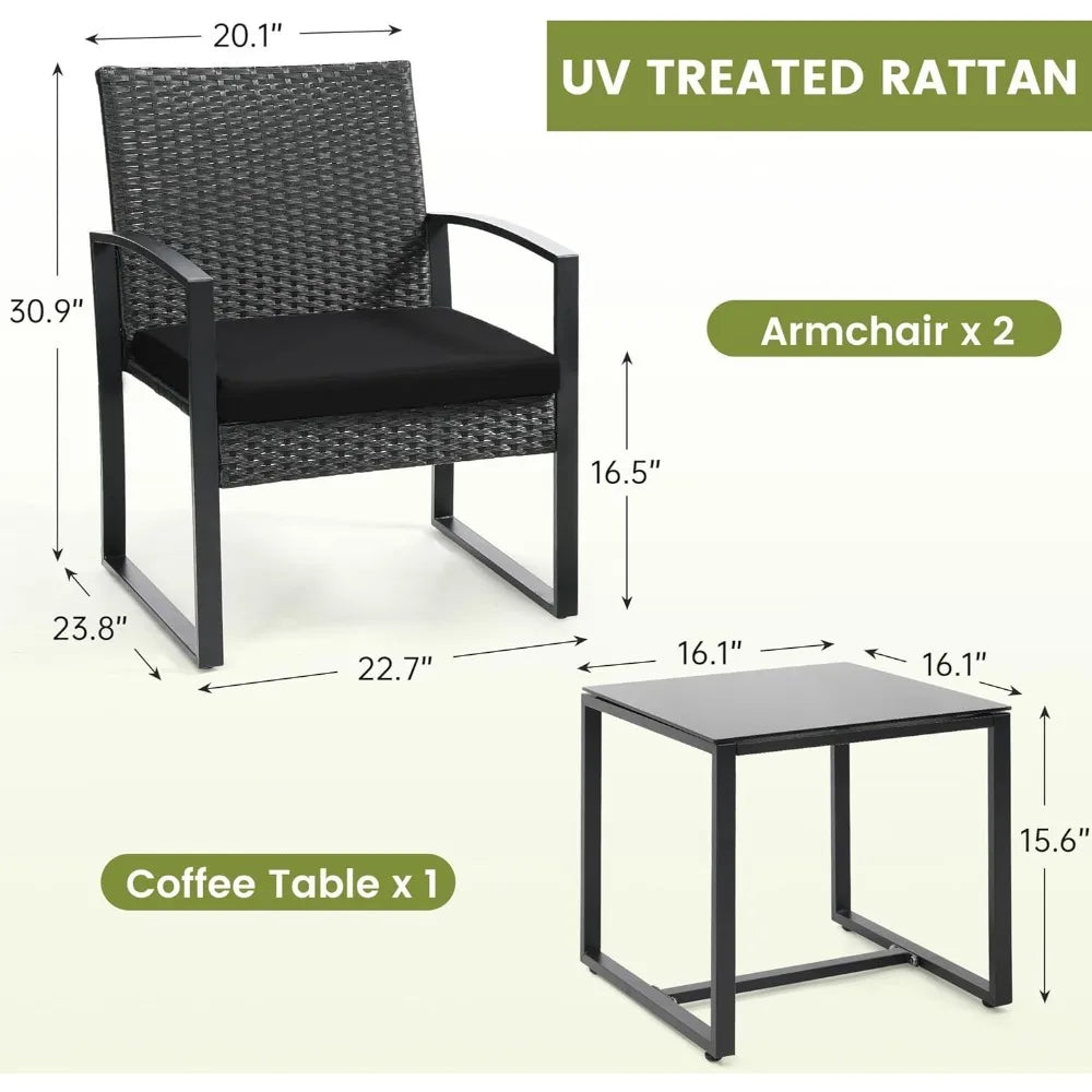 3 Piece Wicker Patio Set
