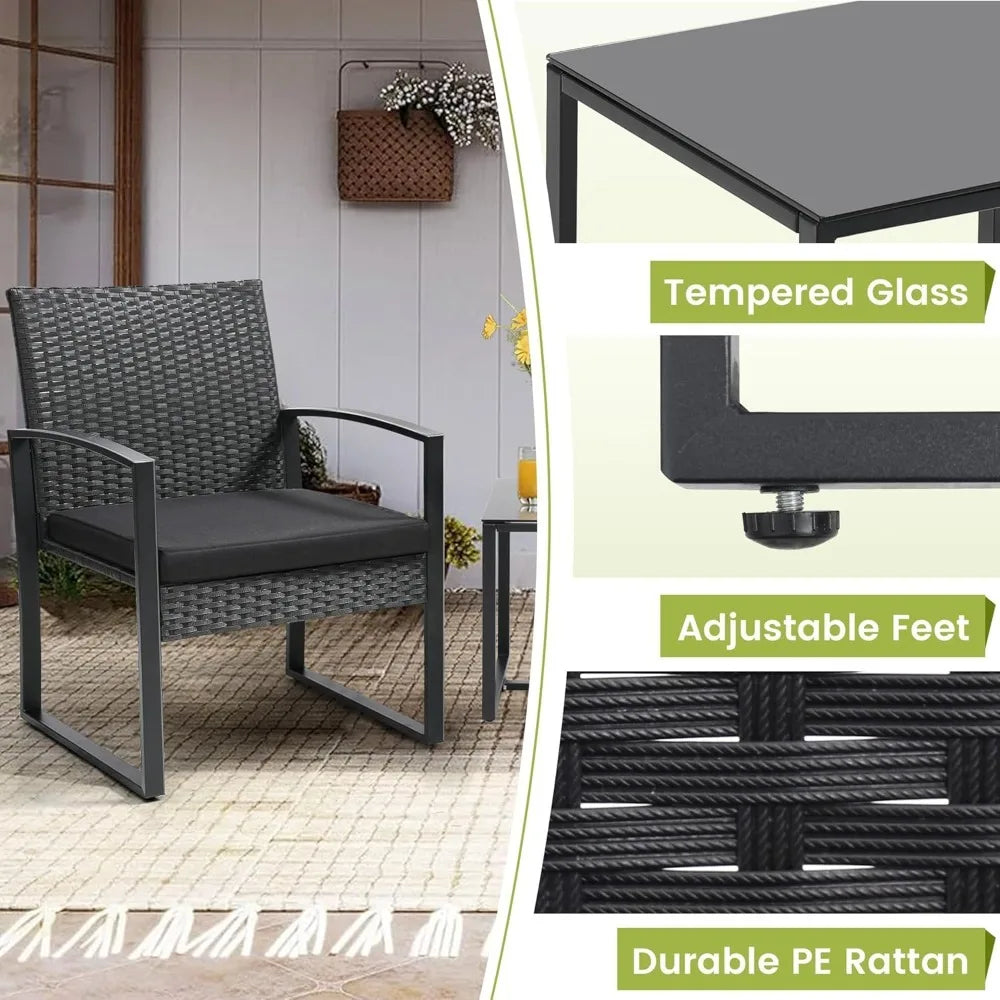 3 Piece Wicker Patio Set