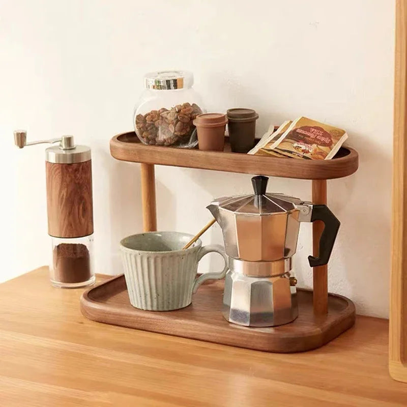 Wooden 2 Tier Walnut Shelf