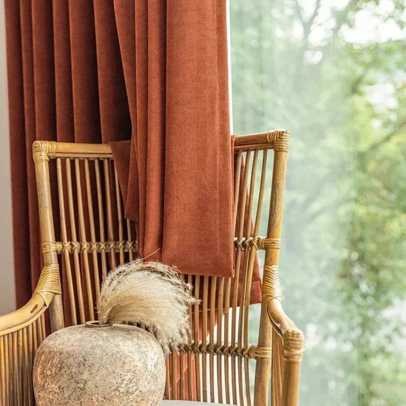 European Caramel Velvet Curtains