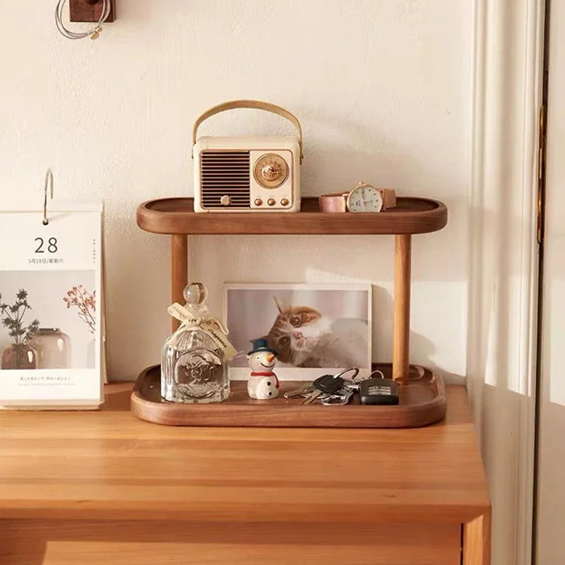 Wooden 2 Tier Walnut Shelf