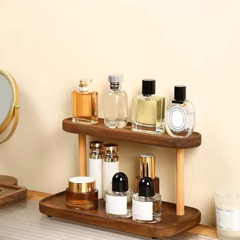 Wooden 2 Tier Walnut Shelf