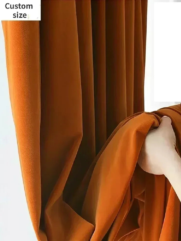 European Caramel Velvet Curtains