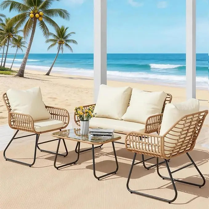 4-Piece Wicker Outdoor Patio Furniture Set