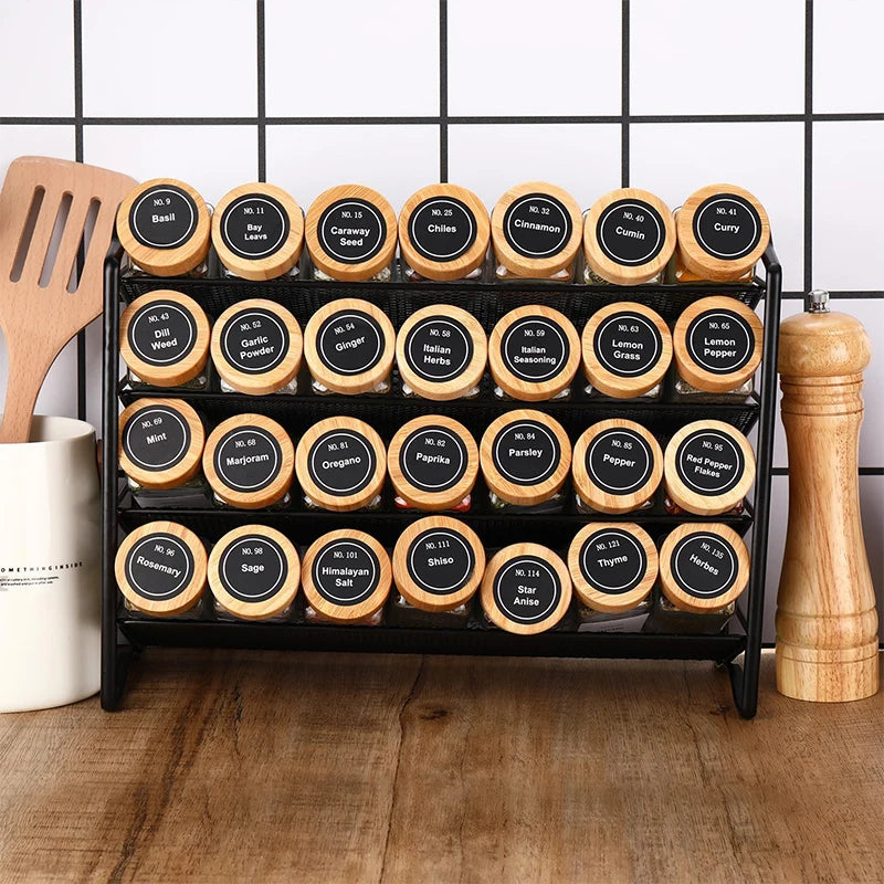 12Pcs Glass Spice Jars with Labels
