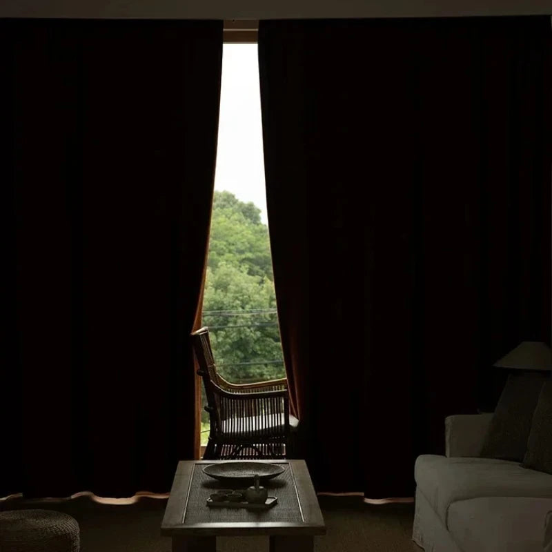 European Caramel Velvet Curtains