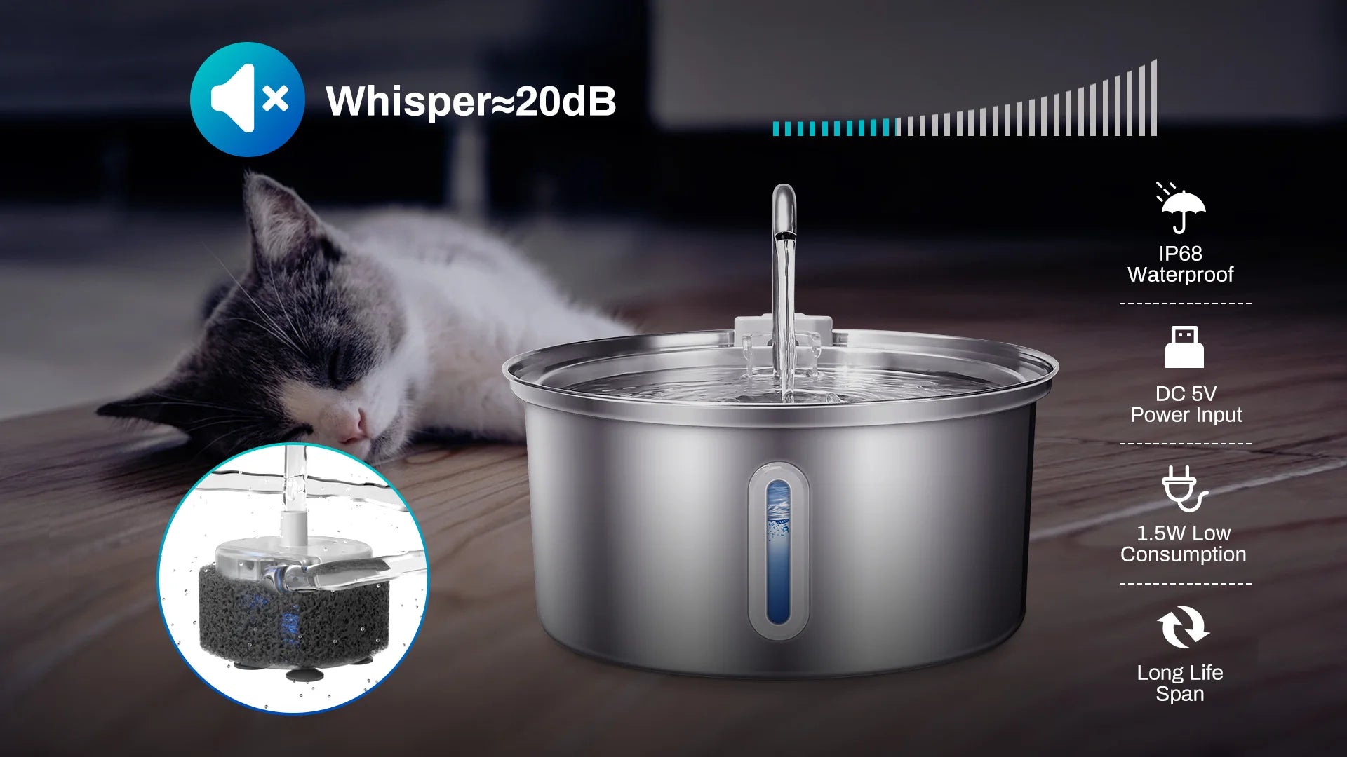 Cat Water Fountain Stainless Steel