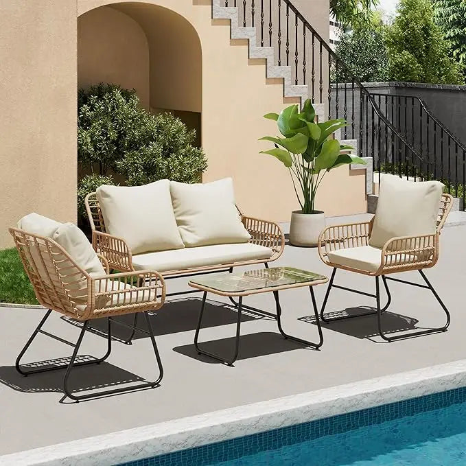 4-Piece Wicker Outdoor Patio Furniture Set