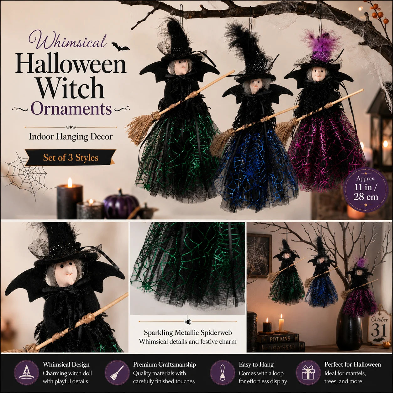 Hanging Broomstick Witch