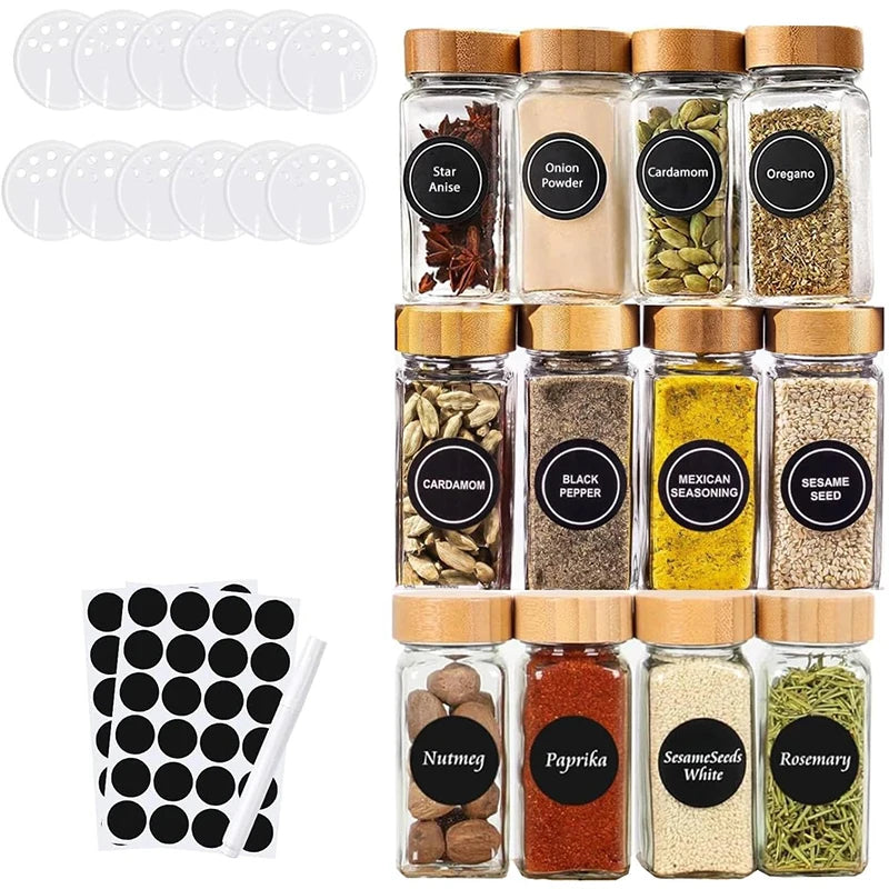 12Pcs Glass Spice Jars with Labels