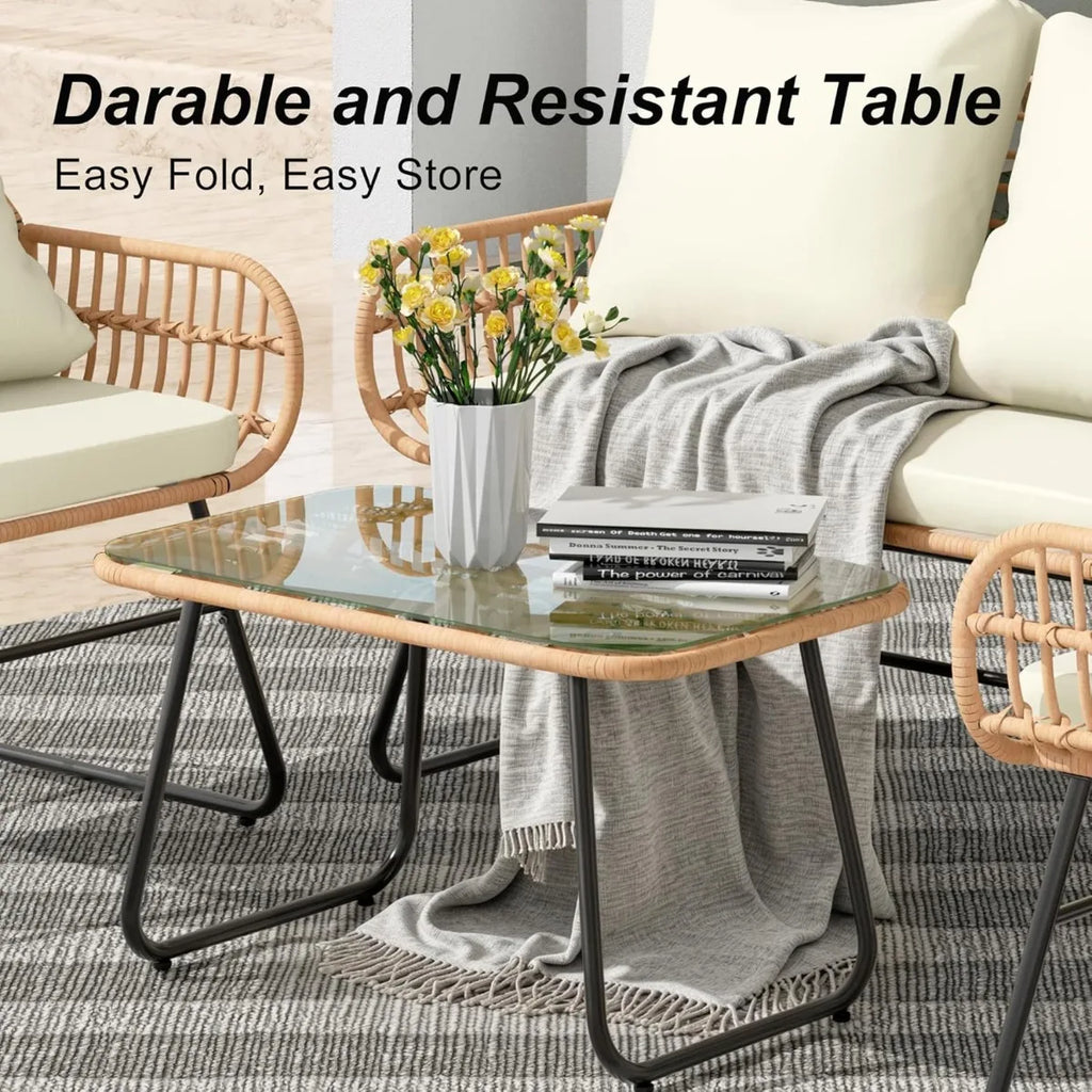 4-Piece Wicker Outdoor Patio Furniture Set