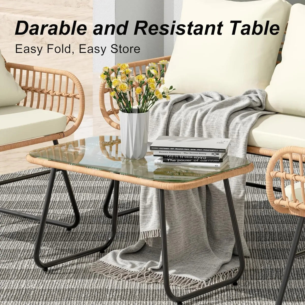 4-Piece Wicker Outdoor Patio Furniture Set