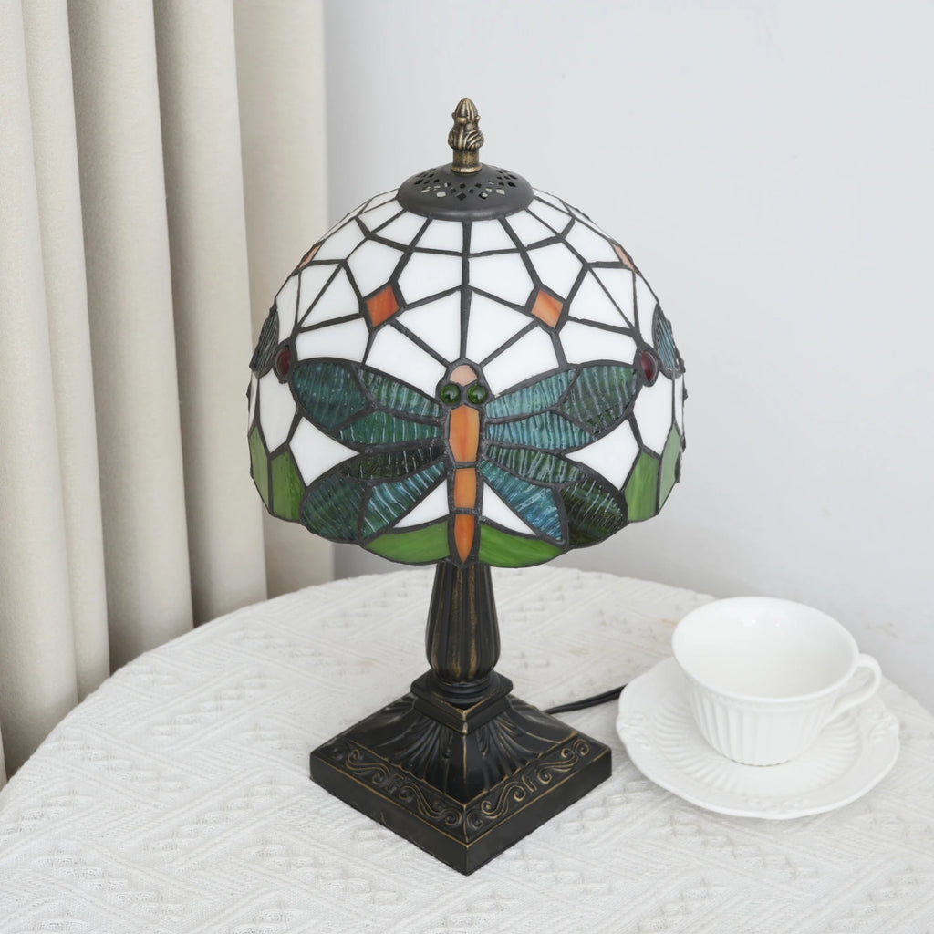 Green Dragonfly Stained Glass Table Lamp