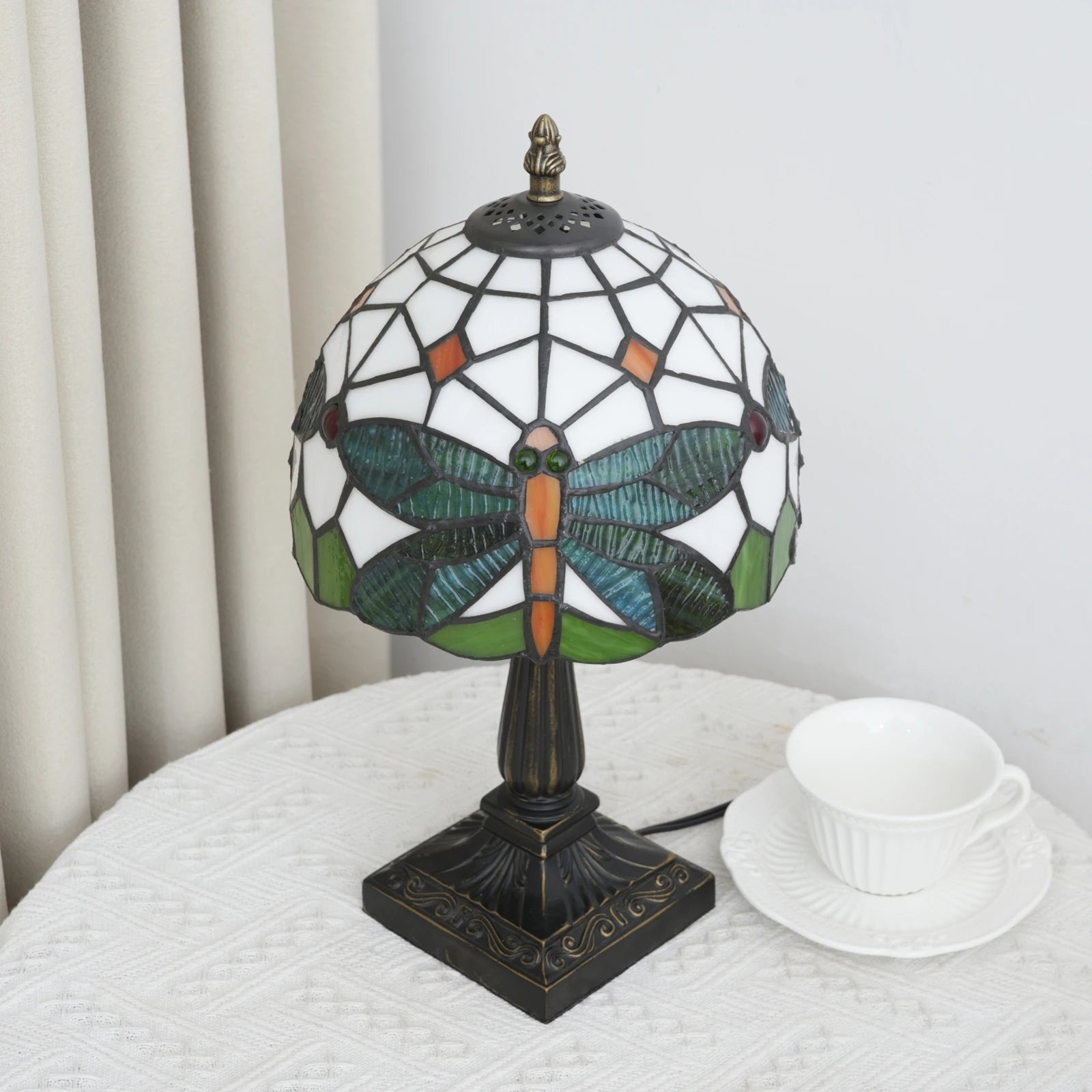 Green Dragonfly Stained Glass Table Lamp