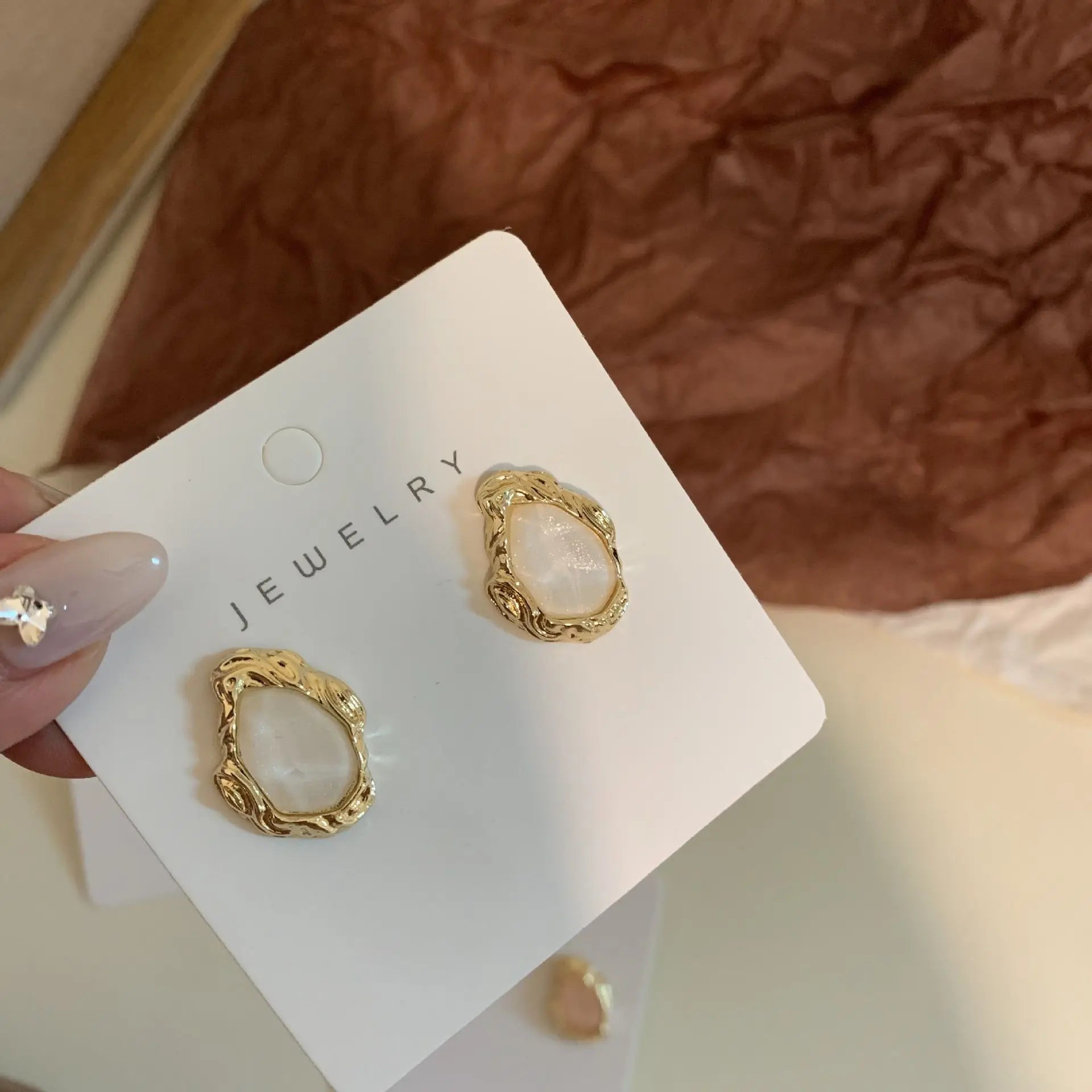 Vintage Gold Rimmed Earrings