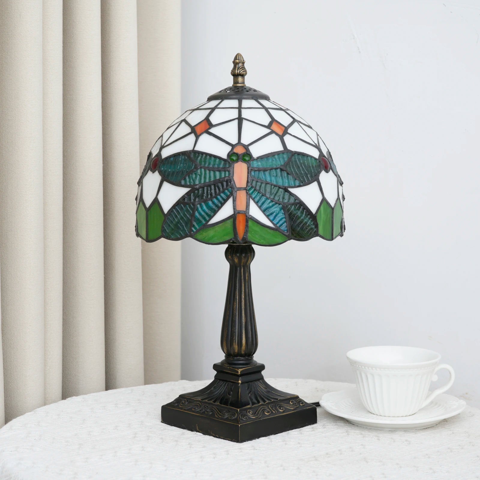 Green Dragonfly Stained Glass Table Lamp