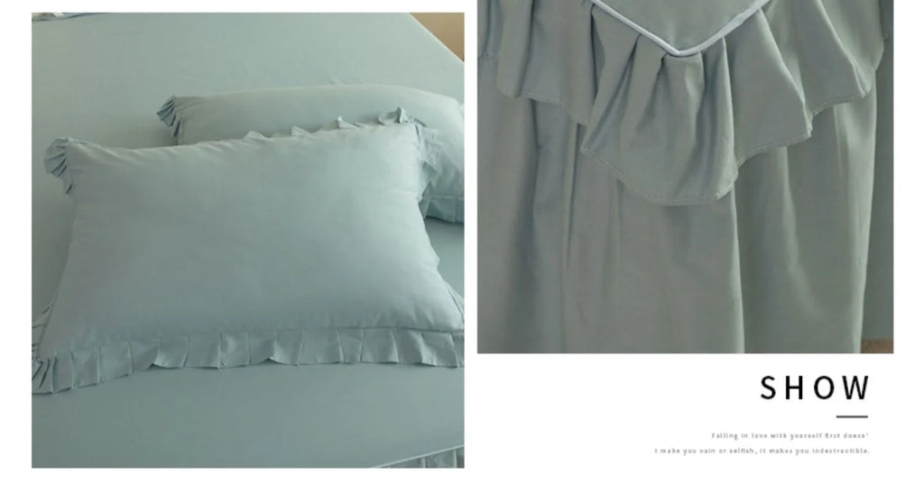 100% Cotton Solid Color Bed Set with skirt