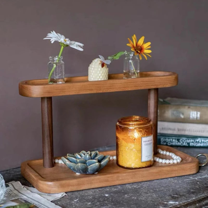 Wooden 2 Tier Walnut Shelf