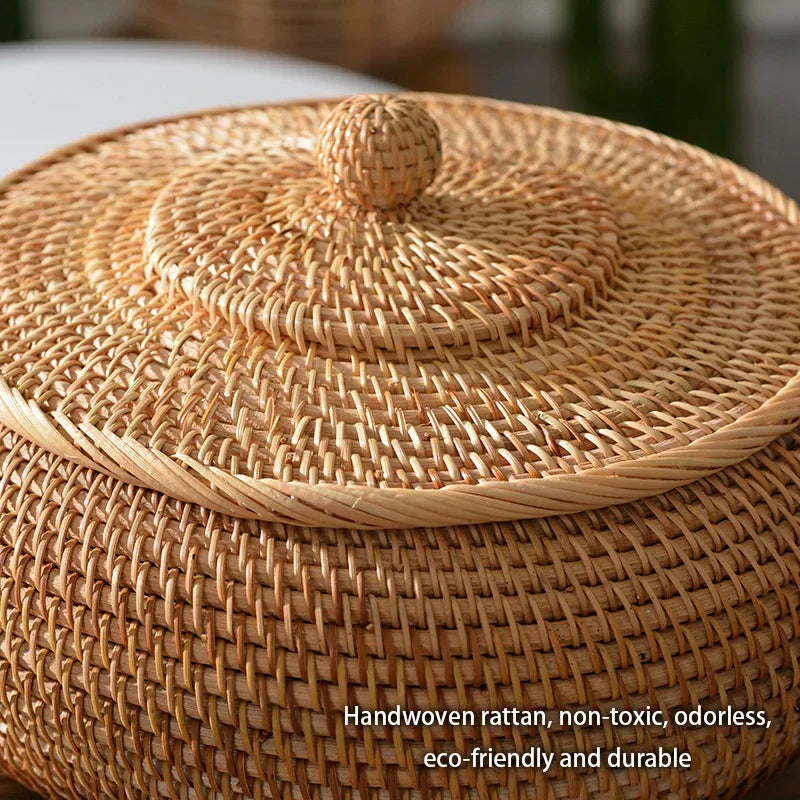 Handwoven Rattan fruit basket/ bread warmer/ Tortilla keeper