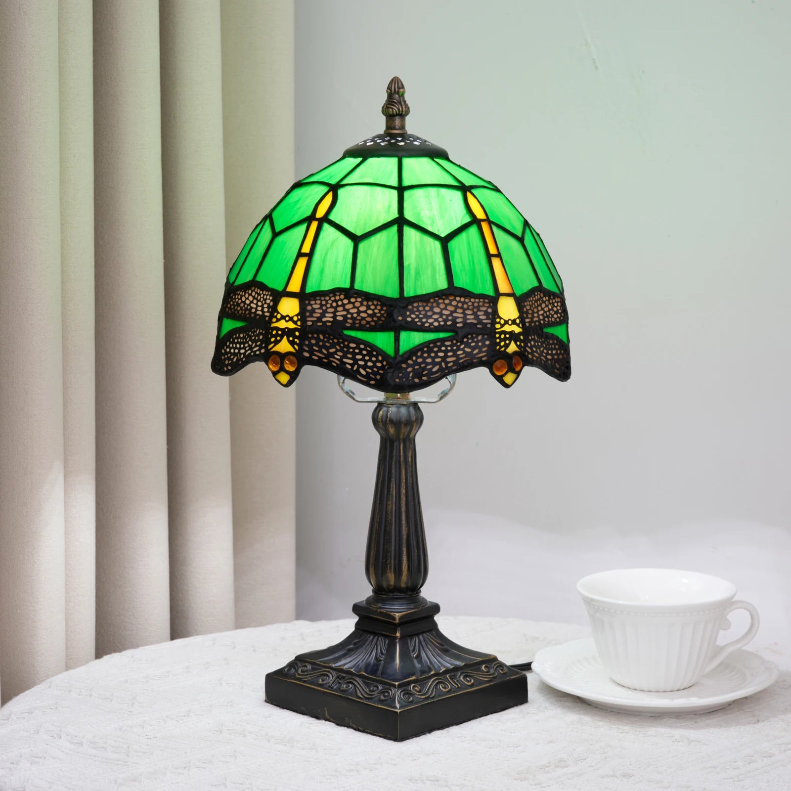 Green Dragonfly Stained Glass Table Lamp
