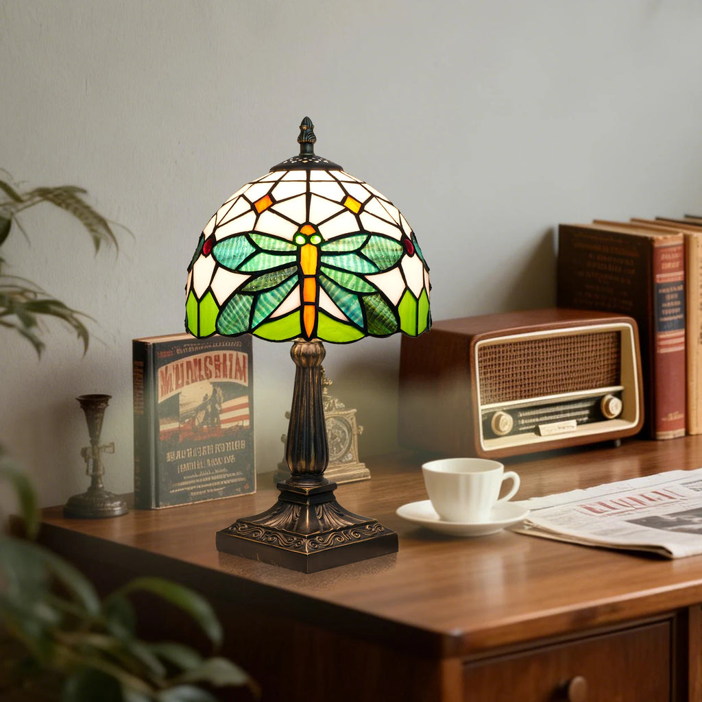 Green Dragonfly Stained Glass Table Lamp