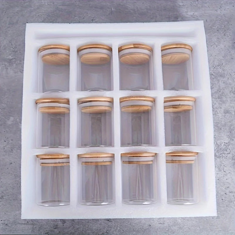 12Pcs Glass Spice Jars