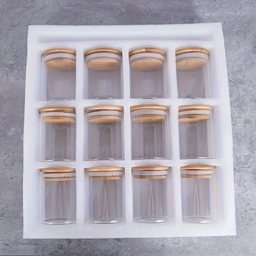12Pcs Glass Spice Jars