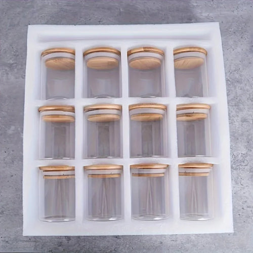 12Pcs Glass Spice Jars