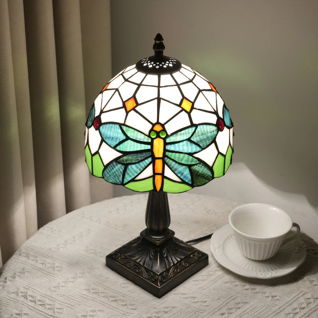 Green Dragonfly Stained Glass Table Lamp