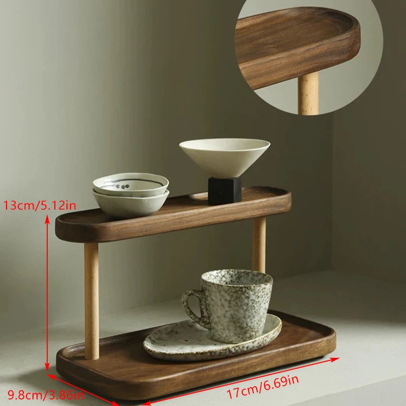 Wooden 2 Tier Walnut Shelf