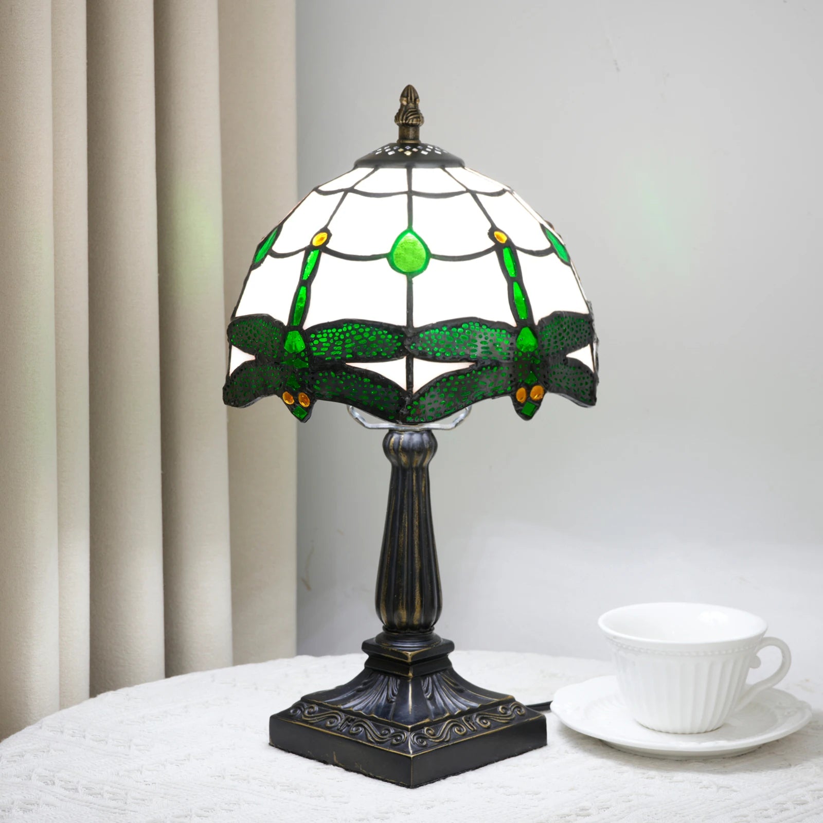 Green Dragonfly Stained Glass Table Lamp