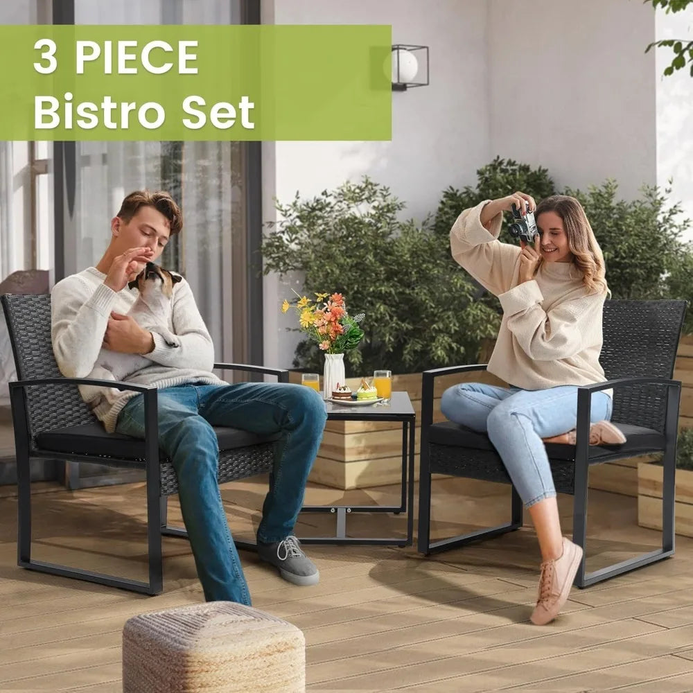3 Piece Wicker Patio Set