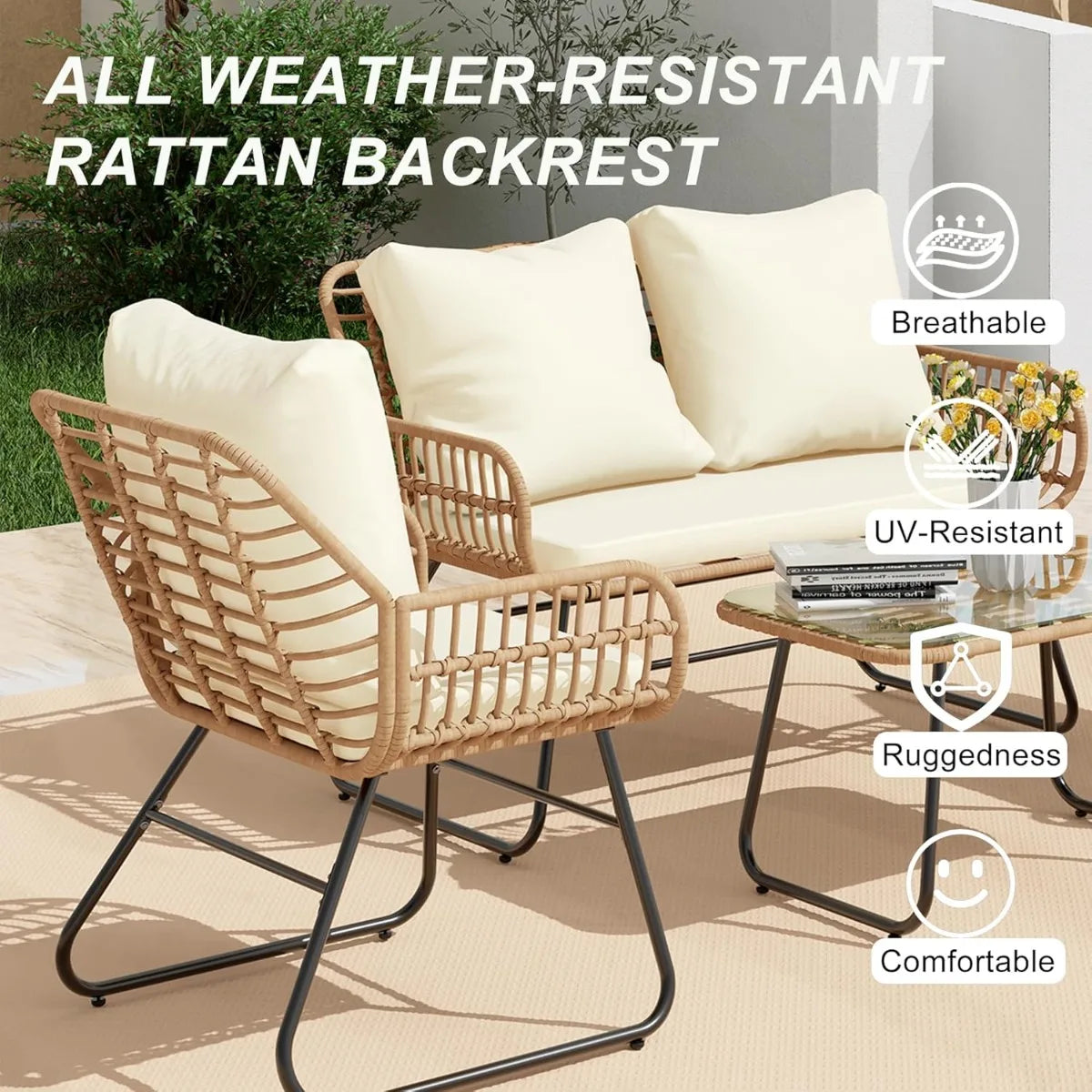 4-Piece Wicker Outdoor Patio Furniture Set