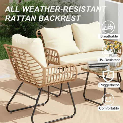 4-Piece Wicker Outdoor Patio Furniture Set
