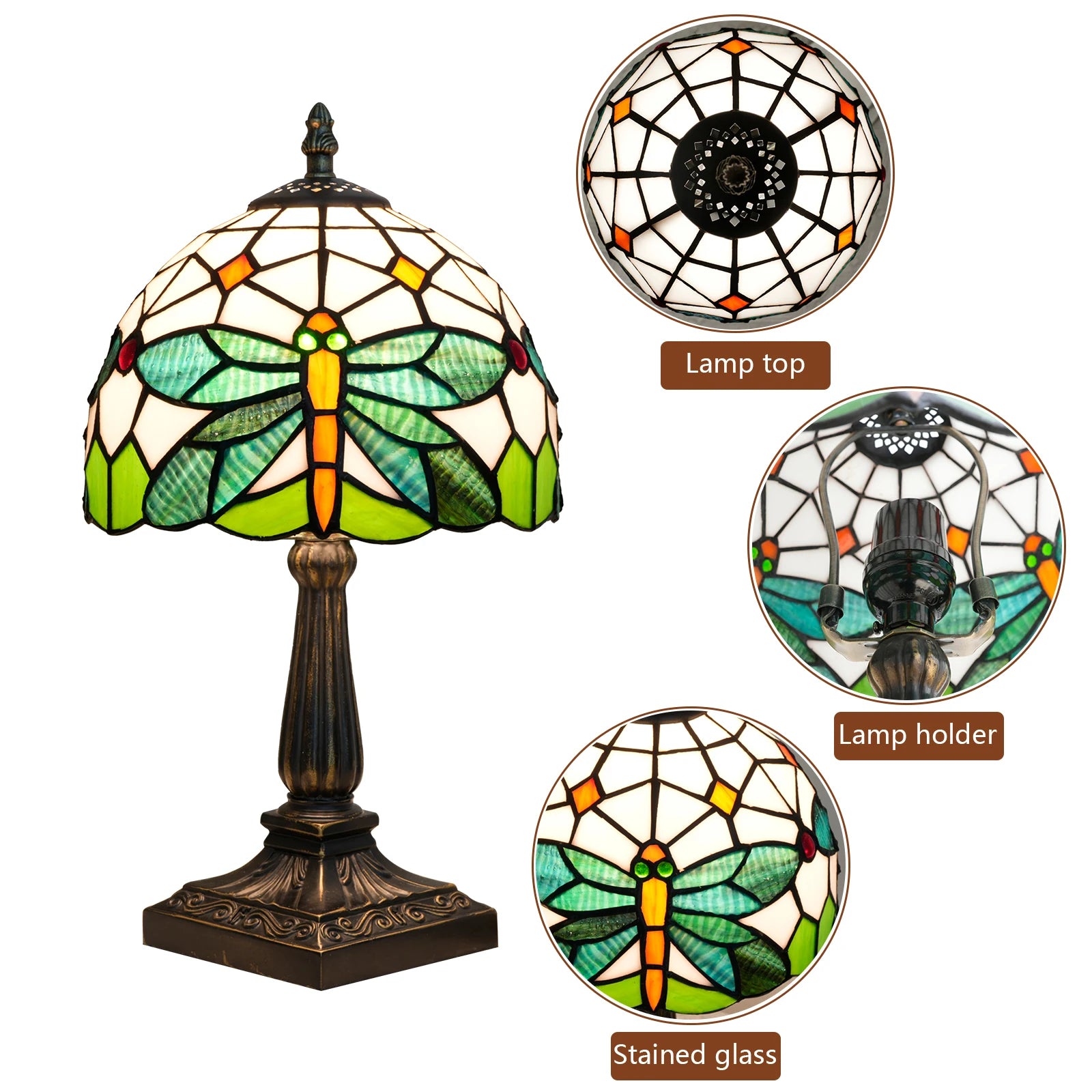 Green Dragonfly Stained Glass Table Lamp