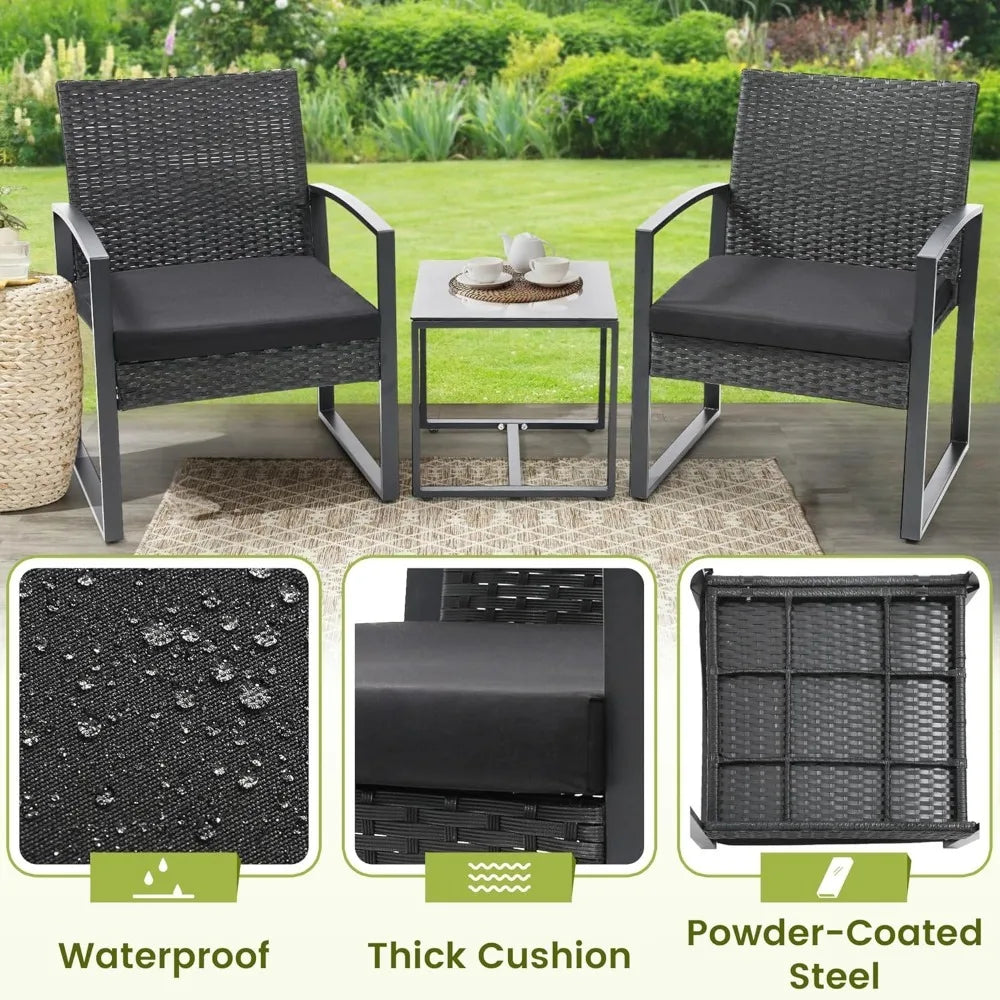 3 Piece Wicker Patio Set