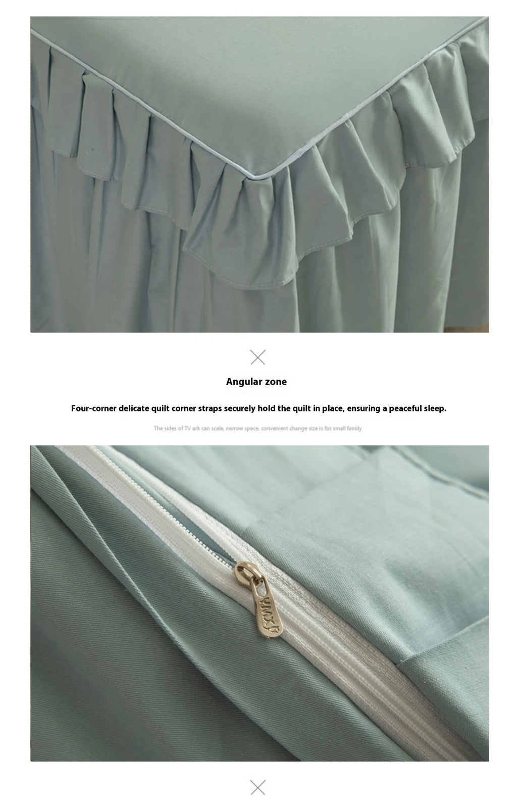 100% Cotton Solid Color Bed Set with skirt
