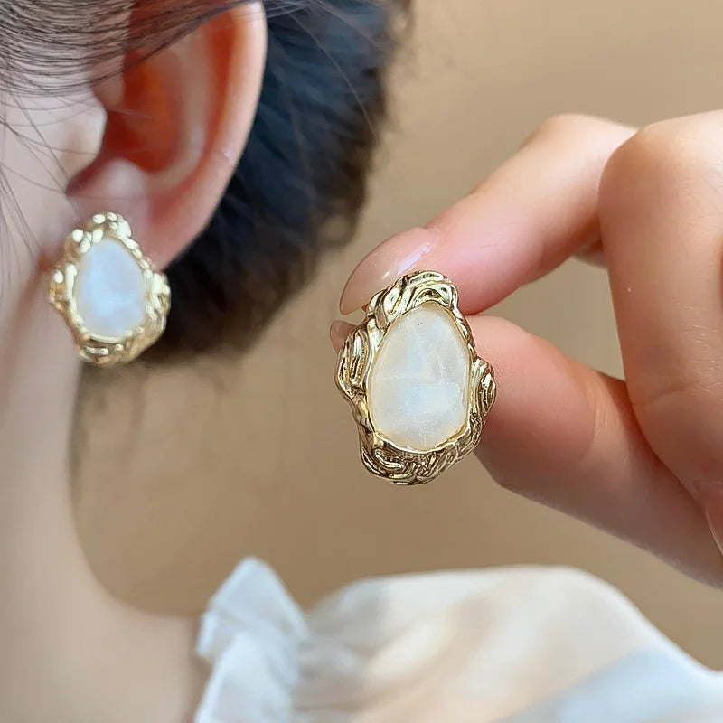 Vintage Gold Rimmed Earrings